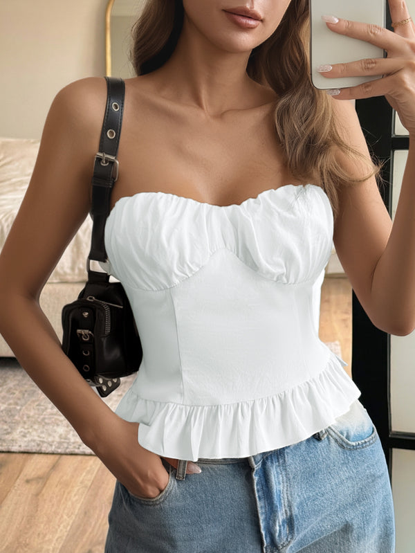 Ruffled Hem Tube Top - Women's Clothing & Dresses USA