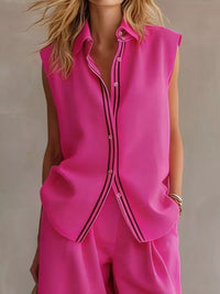 Sleeveless Button Up Top and Shorts Set Thumbnail 11