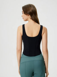 Millennia Round Neck Wide Strap Active Tank with Detachable Chest Pads Thumbnail 16