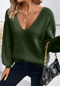 Tied Back V-Neck Long Sleeve Sweater Thumbnail 3