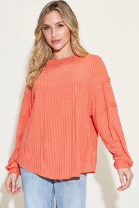 Basic Bae Full Size Ribbed Round Neck Long Sleeve T-Shirt Thumbnail 12