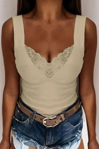 Full Size Lace Detail V-Neck Tank Plus Size Thumbnail 7