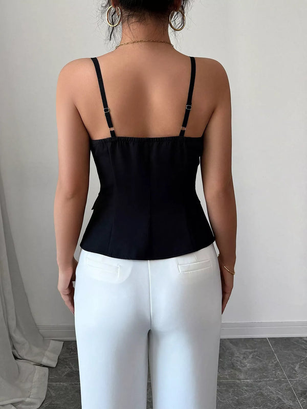 Button-Front Cami Top - Alternate View - WE4U Fashion USA