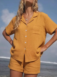 Button Up Short Sleeve Shirt and Shorts Set Thumbnail 10