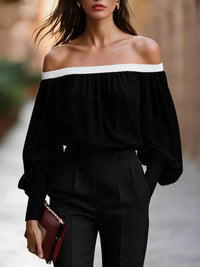 Off-Shoulder Lantern Sleeve Blouse Thumbnail 4
