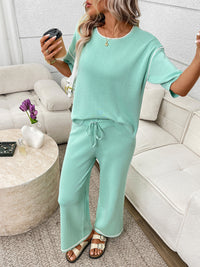 Round Neck Half Sleeve Top and Pants Set Thumbnail 4