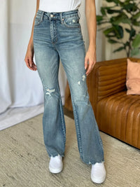 Judy Blue Full Size Medium Rise Tummy Control Destroy Flare Thumbnail 1