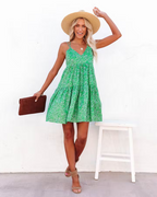 Floral Criss-Cross V-Neck Mini Dress WE4U