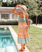Boho Floral Smocked Cami Midi Dress
