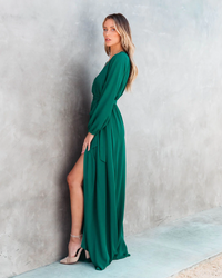 Belted V-Neck Long Sleeve Maxi Dress Thumbnail 2