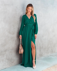Belted V-Neck Long Sleeve Maxi Dress Thumbnail 4