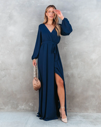 Belted V-Neck Long Sleeve Maxi Dress Thumbnail 7