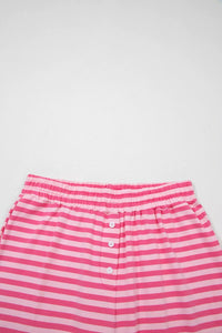 Stripe Drop Shoulder Round Neck Top and Buttoned Straight Pants Two Piece Set Thumbnail 11