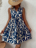 Boho Print V-Neck Pleated Dress WE4U