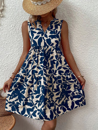 Boho Print V-Neck Pleated Dress Thumbnail 1