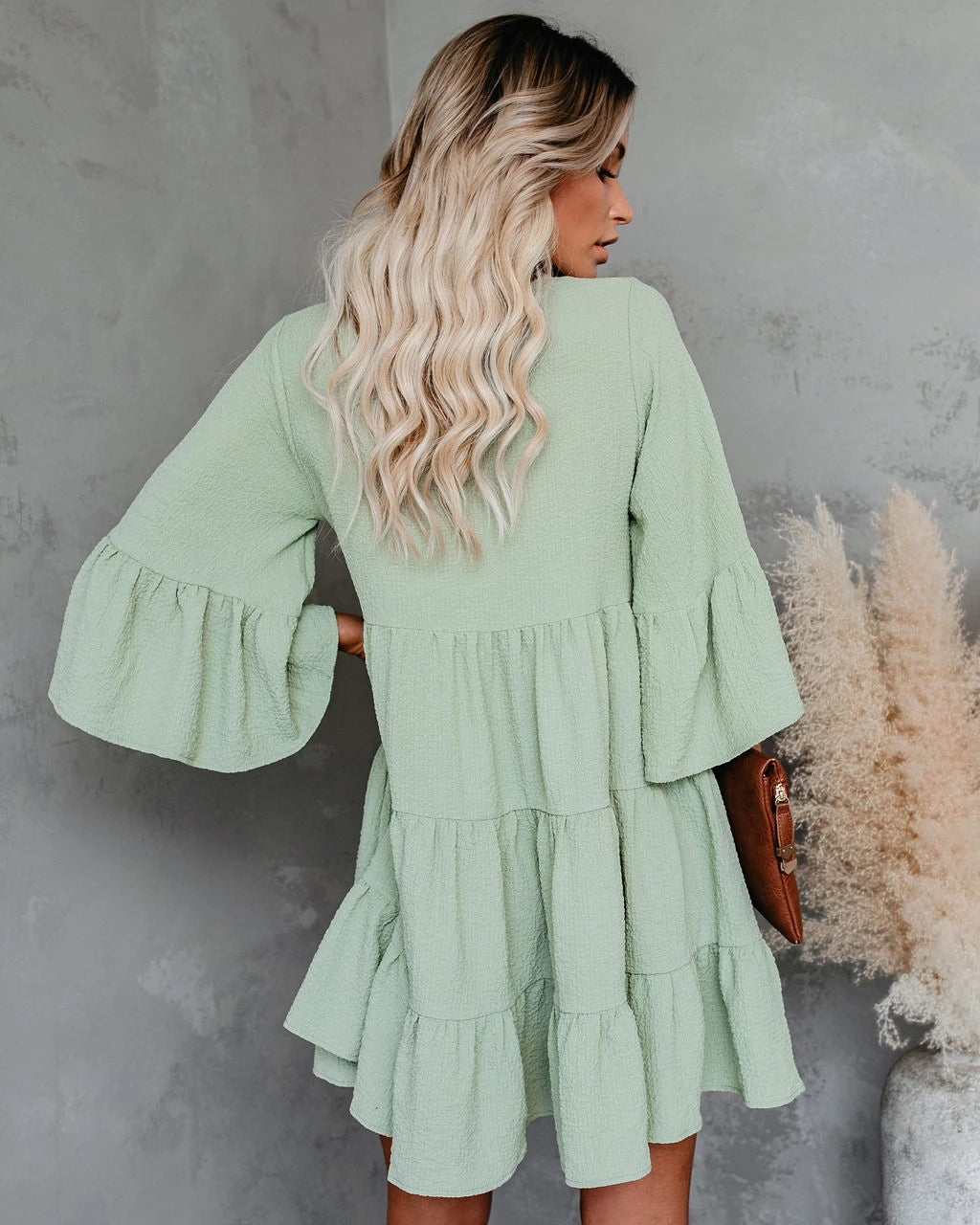 Lace Tassel V-Neck 3/4 Sleeve Dress WE4U