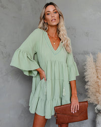 Lace Tassel V-Neck 3/4 Sleeve Dress Thumbnail 8