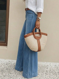 High-Waisted Wide Leg Stretch Jeans Thumbnail 4