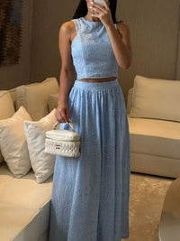 Eyelet Crop Top and Maxi Skirt Set Thumbnail 4