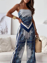 Printed Cami and Wide Leg Pants Set Thumbnail 3