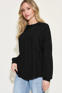 Basic Bae Full Size Ribbed Round Neck Long Sleeve T-Shirt Thumbnail 19