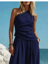 Full Size One-Shoulder Top and Wide Leg Pants Set Plus Size Thumbnail 14