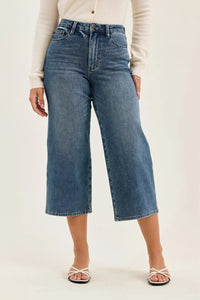Judy Blue High Waist "Dottie" Wide Crop Md Quarry Fade Jeans Thumbnail 1