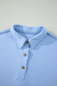 Casual Polo Collar Sleeveless Top and Shorts Set Thumbnail 6