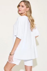 Basic Bae Full Size V-Neck Drop Shoulder T-Shirt and Shorts Set Thumbnail 15