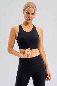Round Neck Cutout Cropped Active Tank Thumbnail 1