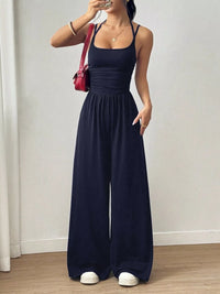 Spaghetti Strap Wide Leg Jumpsuit Thumbnail 13