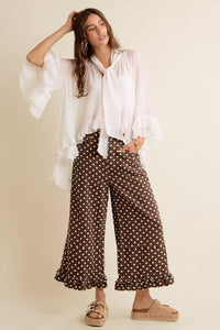 Sheer Ruffle Bell Sleeve Bow Tie Blouse Thumbnail 17