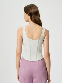 Millennia Round Neck Wide Strap Active Tank with Detachable Chest Pads Thumbnail 2