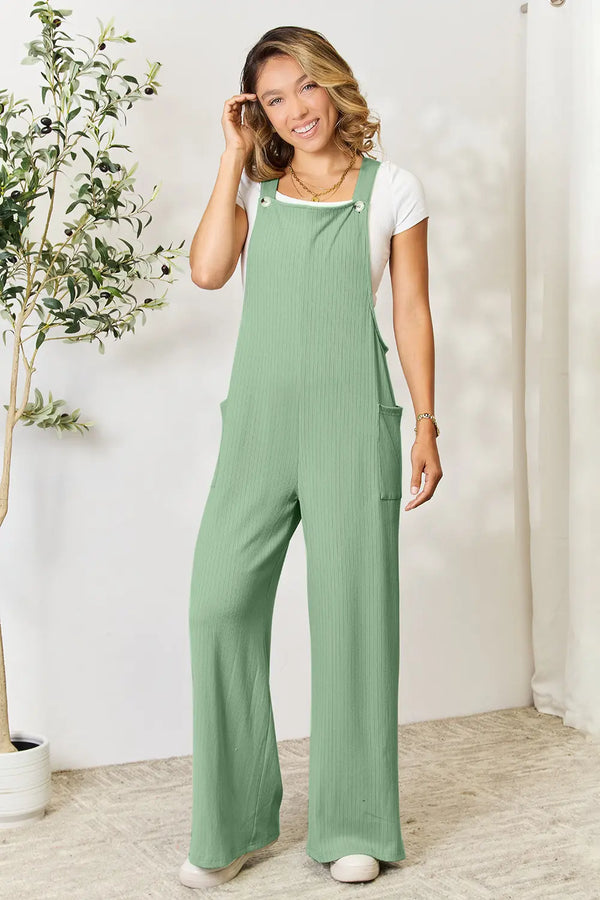 Double Take Full Size Wide Strap Overall with Pockets - Alternate View - WE4U Fashion USA