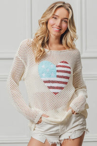 BiBi Sequin American Flag Heart Knit Up Thumbnail 3