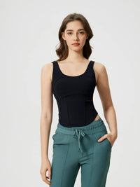 Millennia Round Neck Wide Strap Active Tank with Detachable Chest Pads Thumbnail 12
