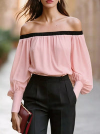 Off-Shoulder Lantern Sleeve Blouse Thumbnail 7