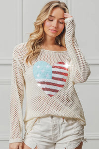 BiBi Sequin American Flag Heart Knit Up Thumbnail 4