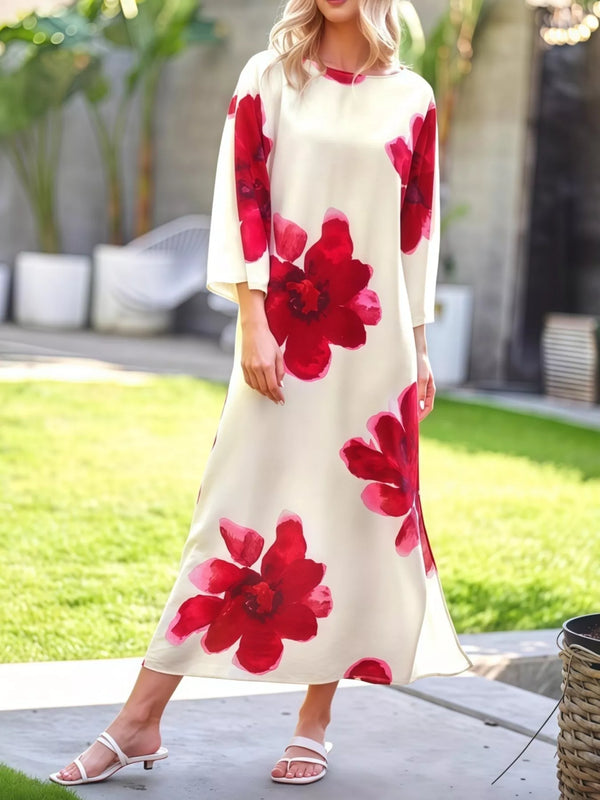 Floral Print Round Neck Mini Dress - Women's Clothing & Dresses USA