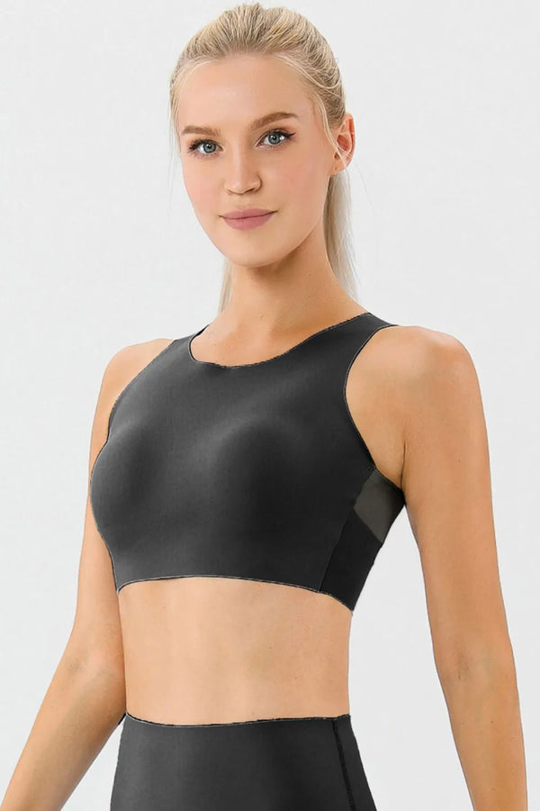 Round Neck Wide Strap Active Bra - Women's Clothing & Dresses USA