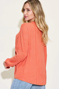 Basic Bae Full Size Ribbed Round Neck Long Sleeve T-Shirt Thumbnail 13
