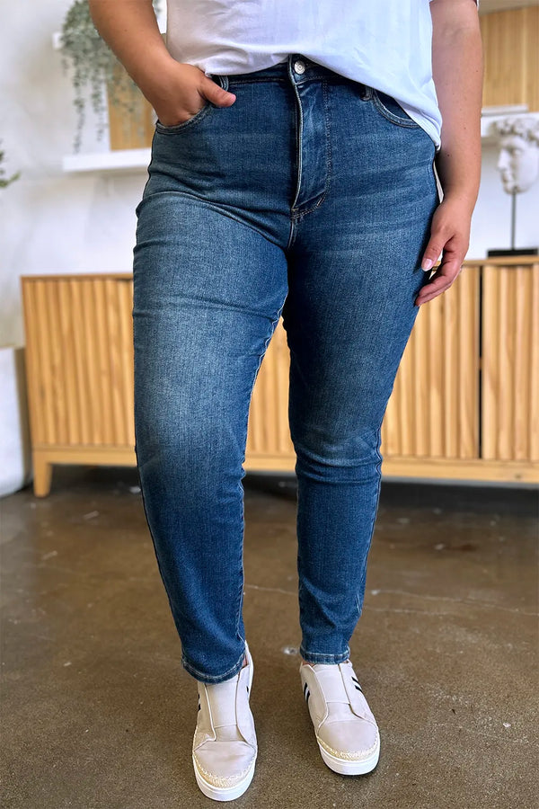 Judy Blue Full Size Tummy Control High Waist Slim Jeans - Women's Clothing & Dresses USA