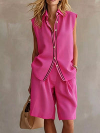 Sleeveless Button Up Top and Shorts Set Thumbnail 10