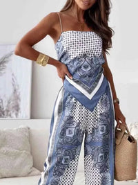 Printed Cami and Wide Leg Pants Set Thumbnail 5