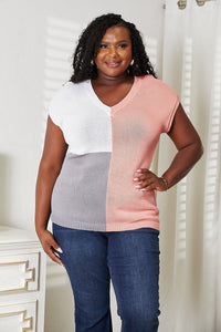 Color Block V-Neck Knit Top Thumbnail 17