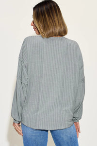 Basic Bae Full Size Ribbed Round Neck Long Sleeve T-Shirt Thumbnail 10