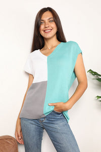 Color Block V-Neck Knit Top Thumbnail 22