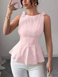 Bow Shoulder Peplum Tank Thumbnail 7