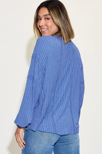 Basic Bae Full Size Ribbed Round Neck Long Sleeve T-Shirt Thumbnail 22