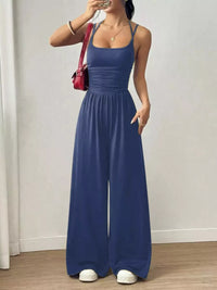 Spaghetti Strap Wide Leg Jumpsuit Thumbnail 16
